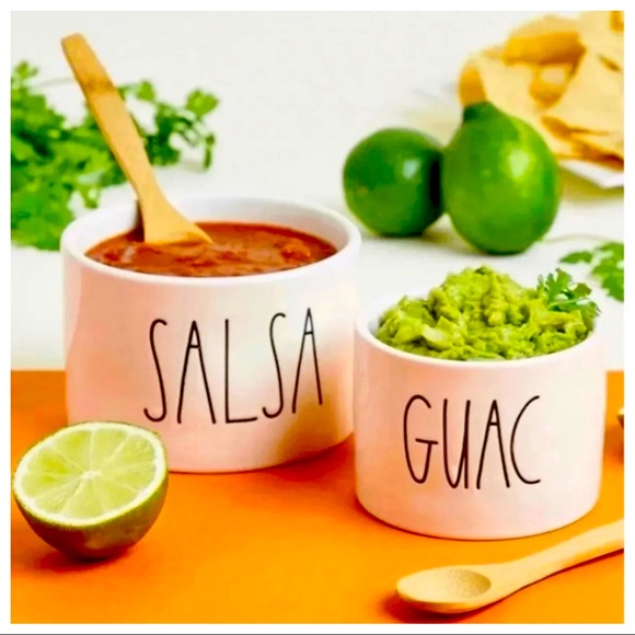 Rae Dunn Other - RAE DUNN GUAC + SALSA SET WITH 2 BAMBOO SPOONS